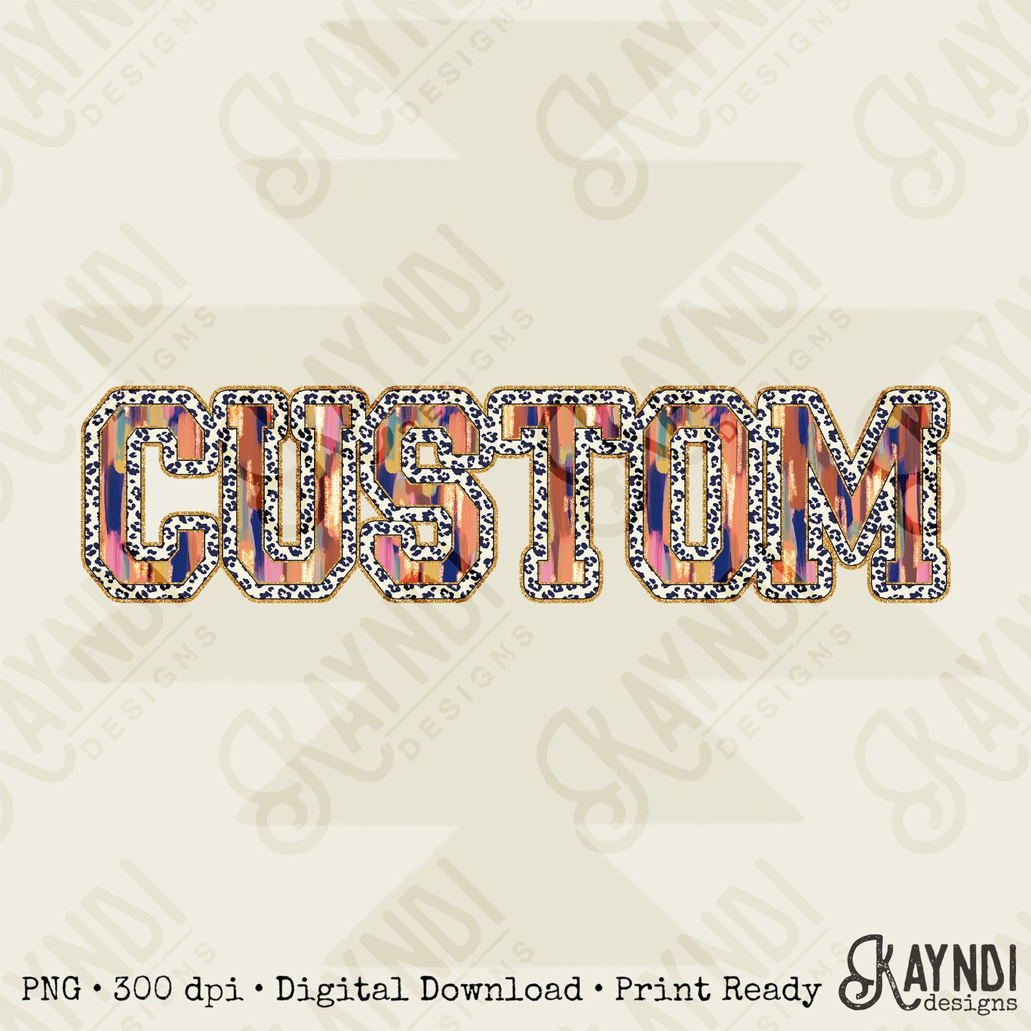 Custom Nickname Team Sports Design Sublimation Design PNG Digital Download Printable Pink Blue Gold Glitter Brushstrokes Mascot School Football Teacher Cheerleader Mama Mini