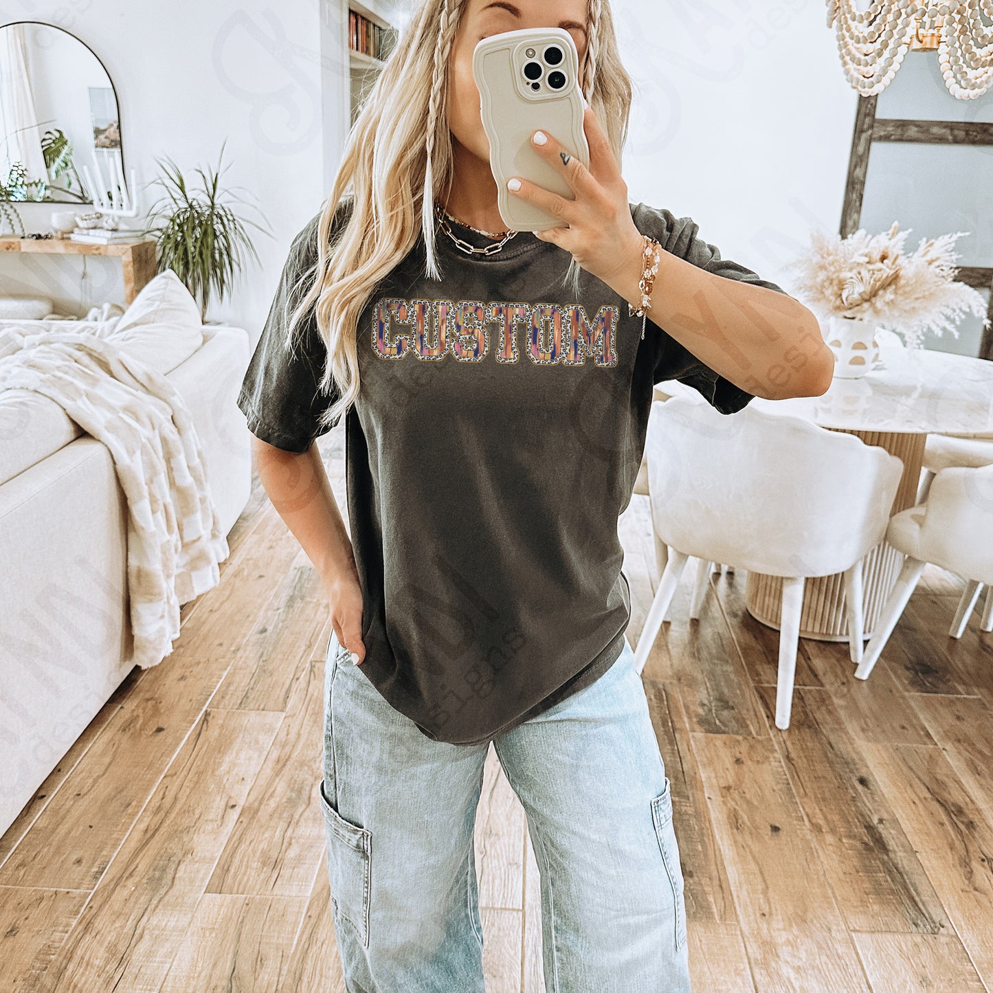 Custom Nickname Team Sports Design Sublimation Design PNG Digital Download Printable Pink Blue Gold Glitter Brushstrokes Mascot School Football Teacher Cheerleader Mama Mini