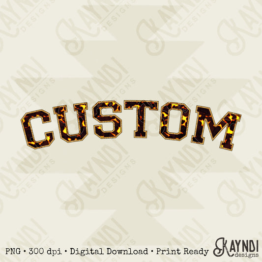 Custom Nickname Team Sports Design Sublimation Design PNG Digital Download Printable Tortoise Shell Gold Glitter Mascot School Football Teacher Cheerleader Mama Mini