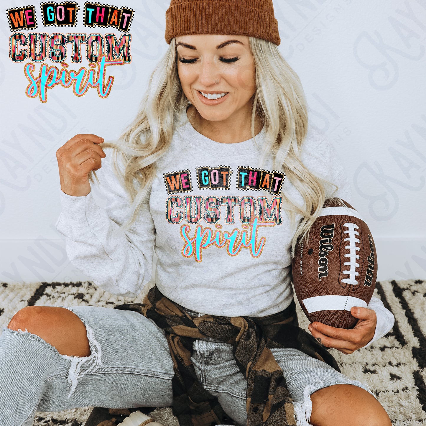We Got that Team Spirit Custom Design Sublimation Design PNG Digital Download Printable Mascot Brushstrokes Glitter Cute School Design Football Cheerleader