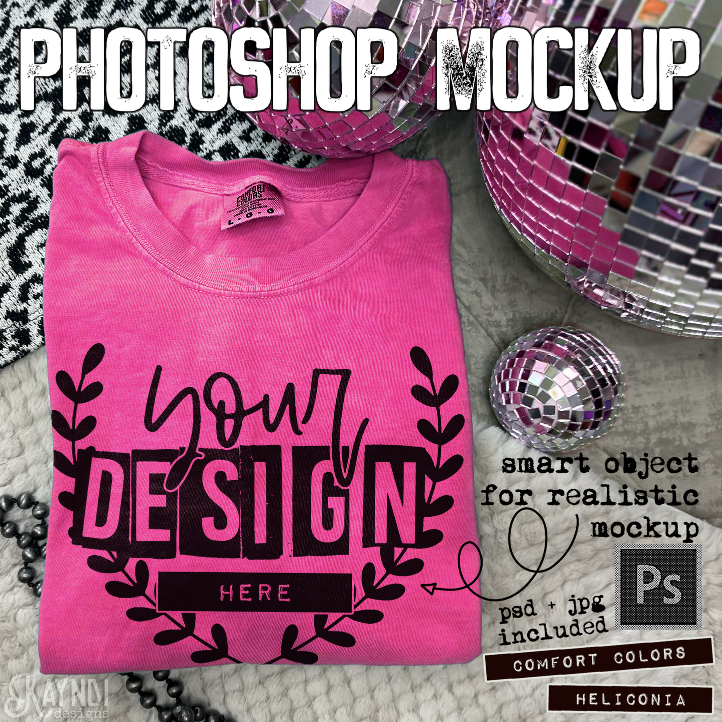 Comfort Colors Heliconia High Quality PSD File with Smart Object Mock-up