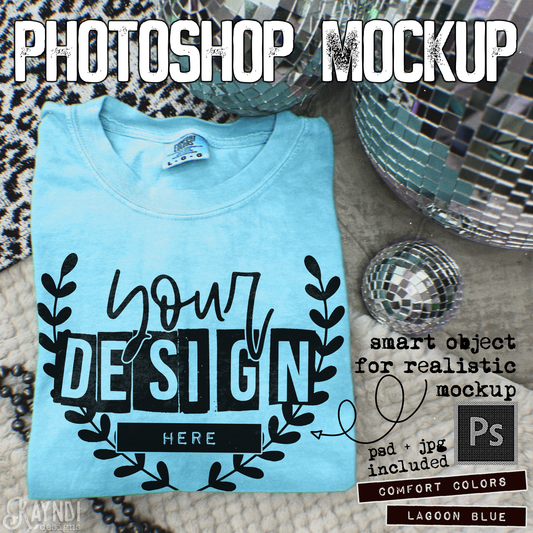 Comfort Colors Lagoon Blue High Quality PSD File with Smart Object Mock-up