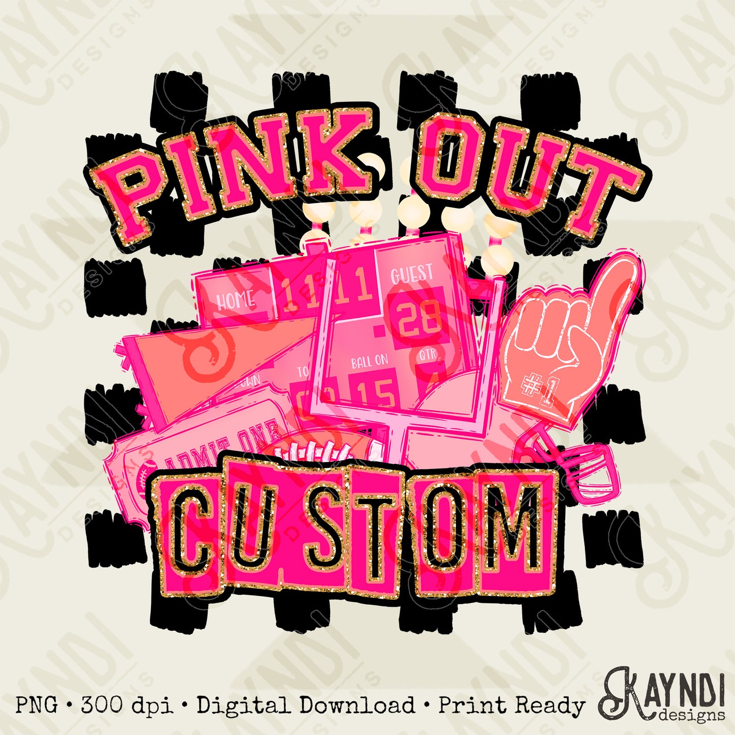 Pink Out Custom Mascot Pink Design Sublimation Design PNG Digital Download Printable Cute Girly Football Cheer Cheerleader