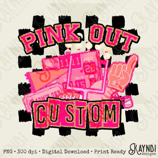 Pink Out Custom Mascot Pink Design Sublimation Design PNG Digital Download Printable Cute Girly Football Cheer Cheerleader