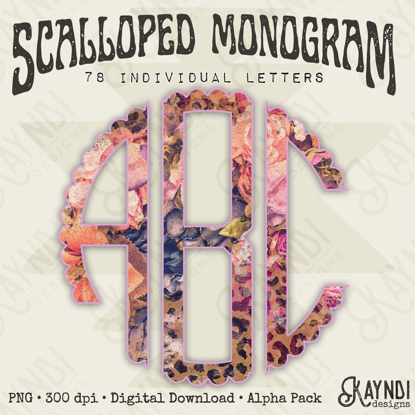 Autumn Wilderness Scalloped Monogram Set Sublimation Design PNG Digital Download Printable Football Autumn