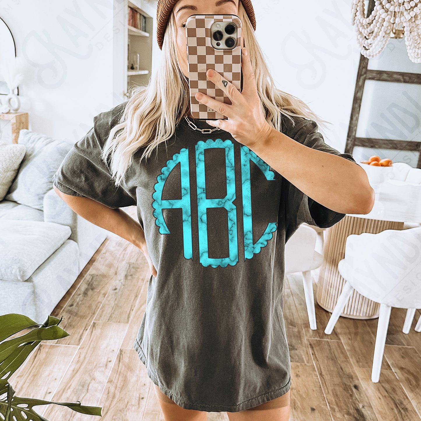 Cowgirl Candy Scalloped Monogram Set Sublimation Design PNG Digital Download Printable Turquoise Western