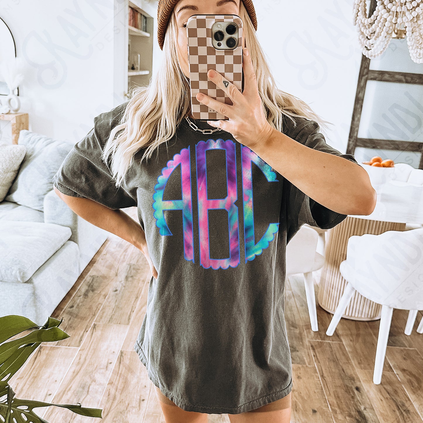 Lavender Haze Scalloped Monogram Set Sublimation Design PNG Digital Download Printable