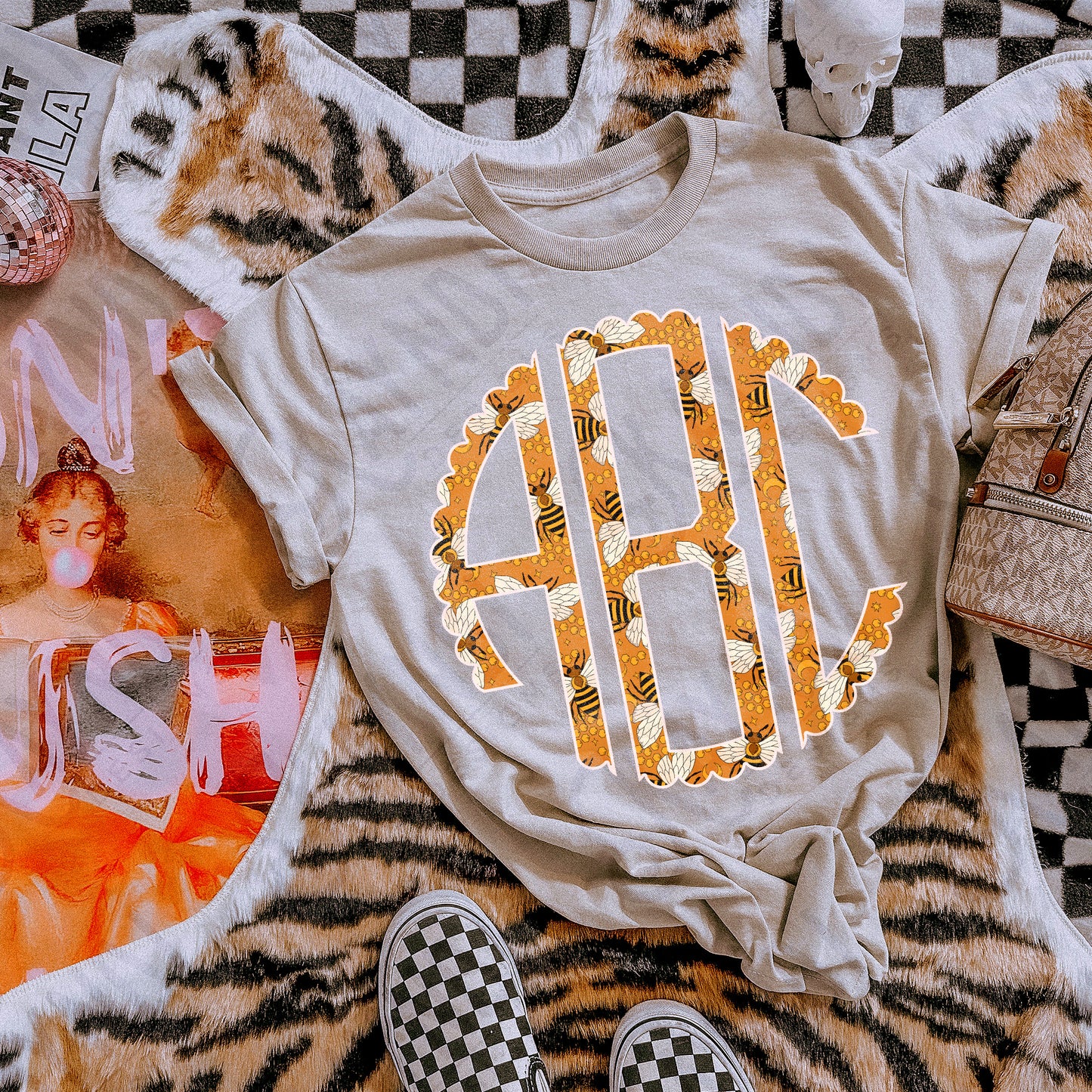 Sweet As Honey Scalloped Monogram Set Sublimation Design PNG Digital Download Printable Bees Honey Bee
