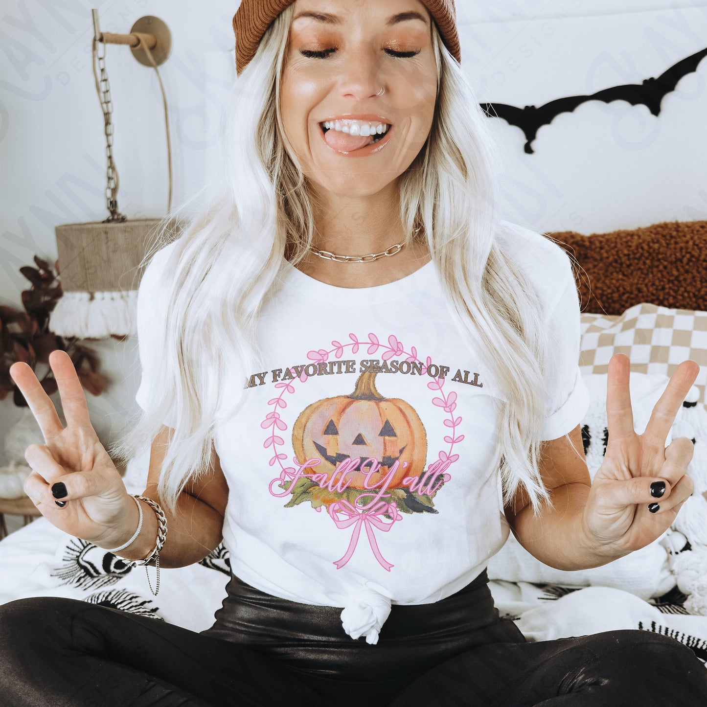 My favorite Season of All Fall Yall Sublimation Design PNG Digital Download Printable Pumpkin Preppy Pink
