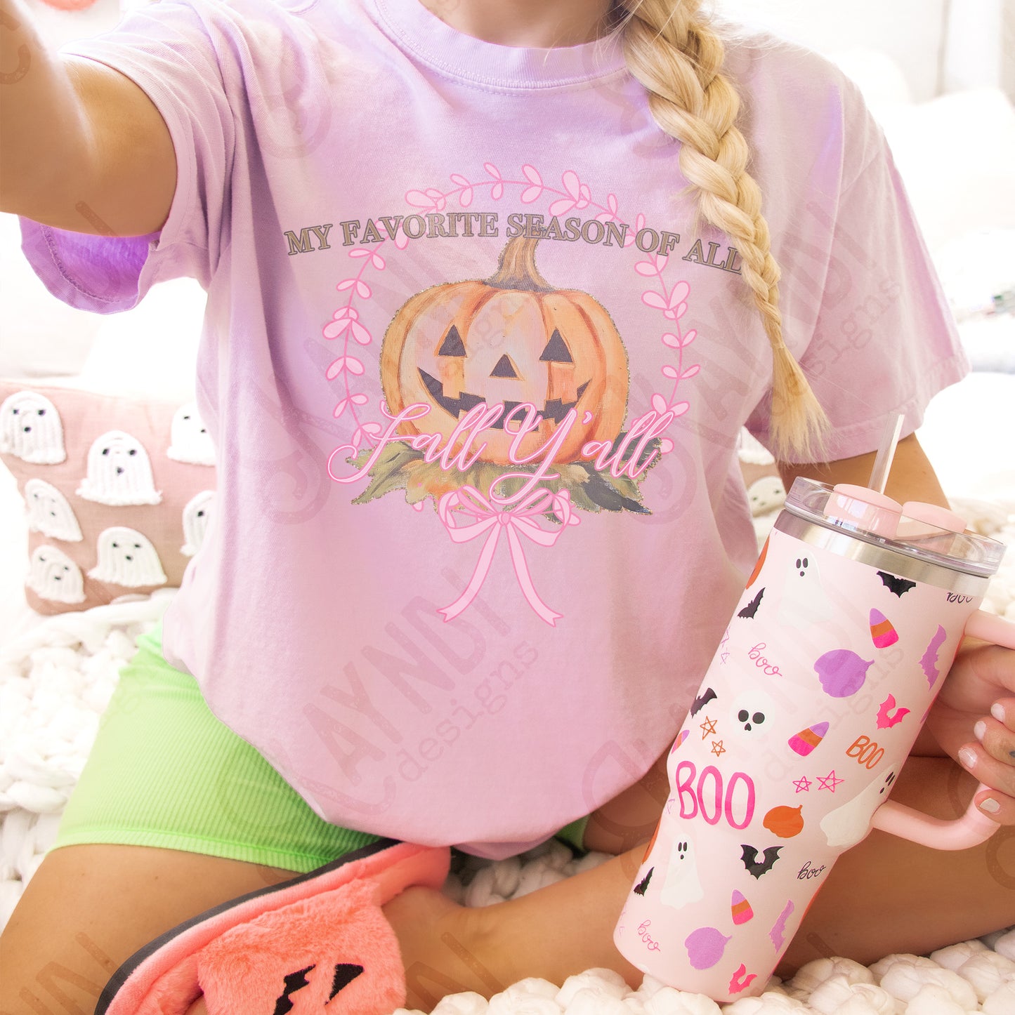 My favorite Season of All Fall Yall Sublimation Design PNG Digital Download Printable Pumpkin Preppy Pink
