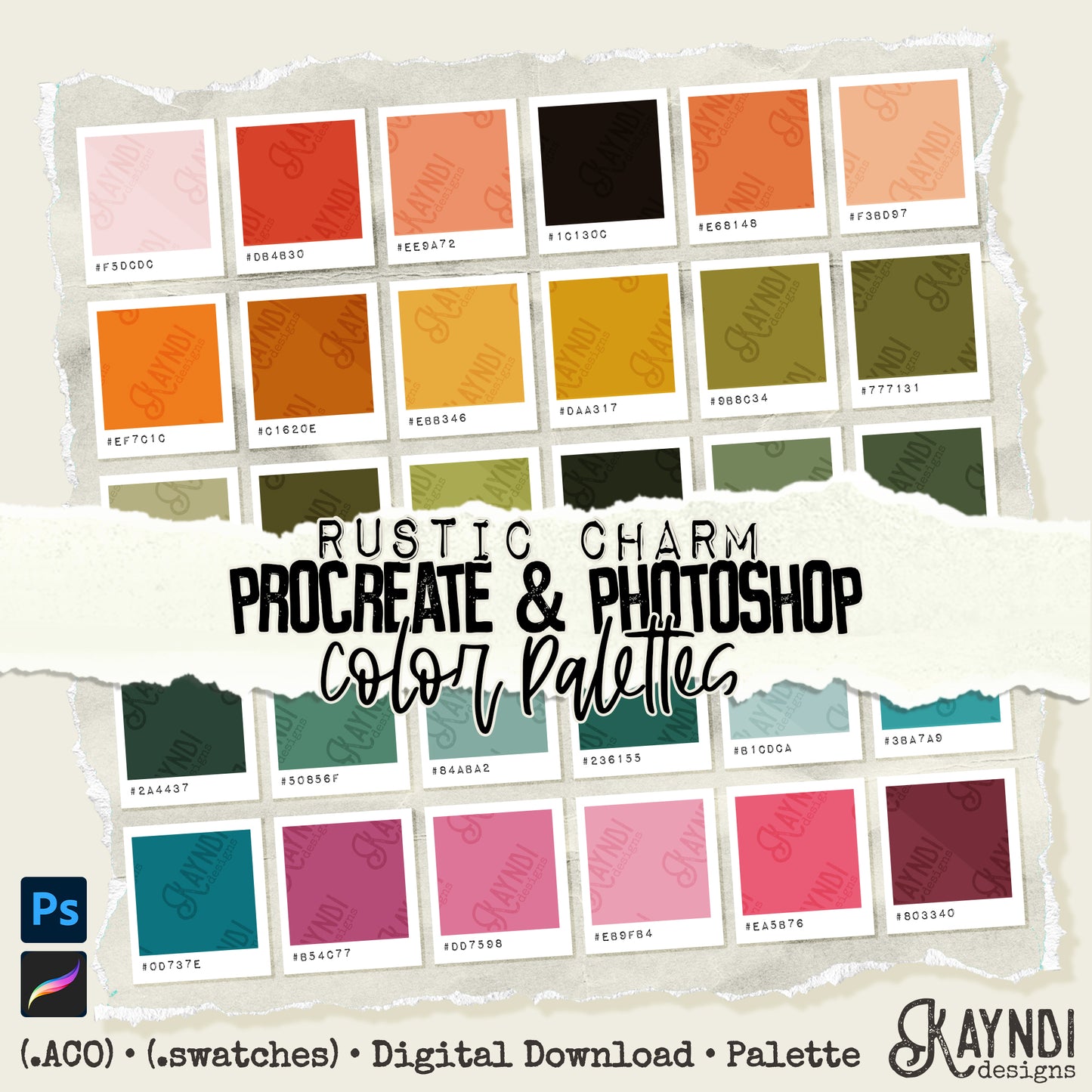 Rustic Charm Swatches iPad Design Procreate & Photoshop Color Palette