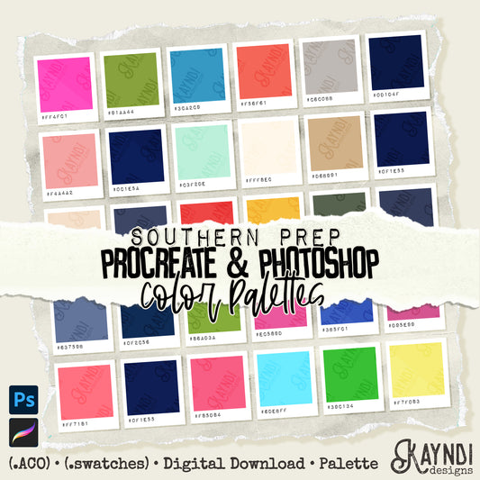 Southern Prep Swatches iPad Design Procreate & Photoshop Color Palette