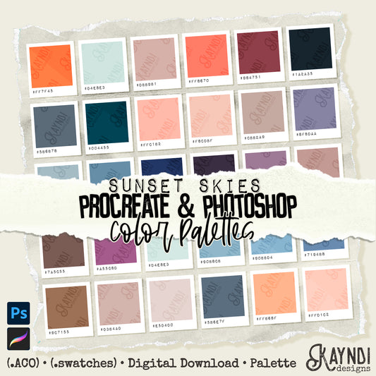 Sunset Skies Swatches iPad Design Procreate & Photoshop Color Palette