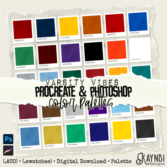 Varsity Vibes Swatches iPad Design Procreate & Photoshop Color Palette