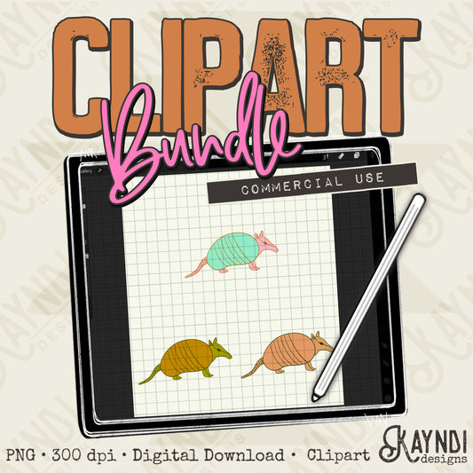 Armadillos Clipart Element PNG Digital Downloads Elements Commercial Use