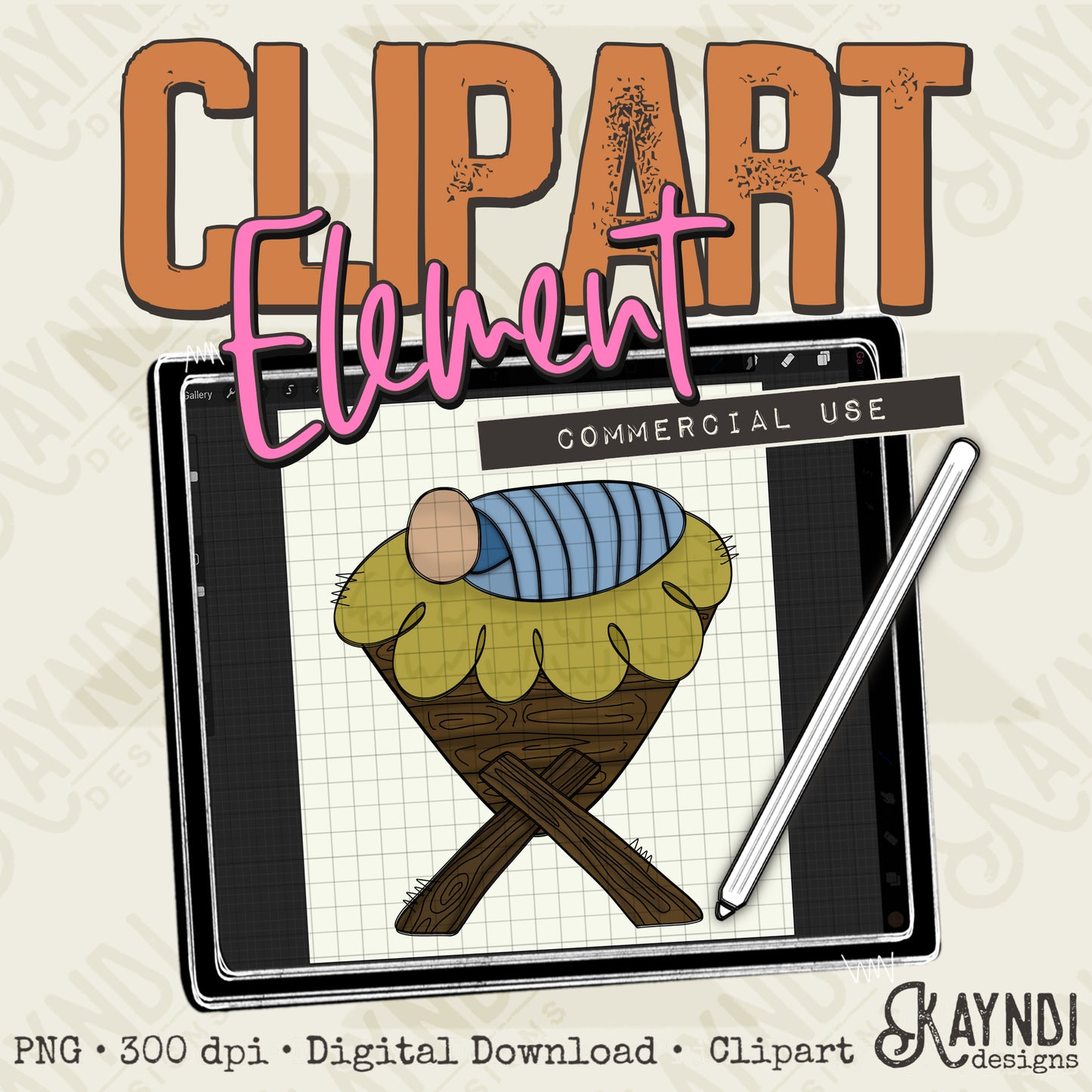 Baby Jesus Clipart Element PNG Digital Downloads Elements Commercial Use Christmas Manger