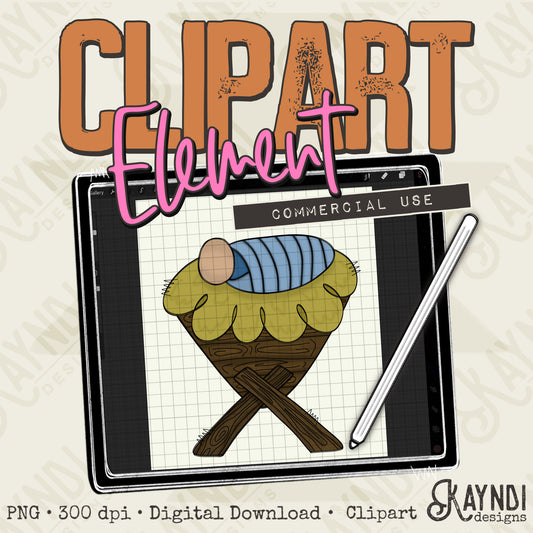 Baby Jesus Clipart Element PNG Digital Downloads Elements Commercial Use Christmas Manger