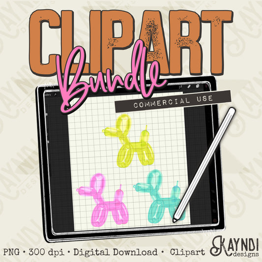 Balloon Dogs Clipart Element PNG Digital Downloads Elements Commercial Use Neon Party