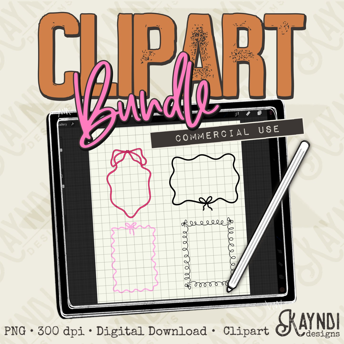 Bow Frames Element PNG Digital Downloads Elements Commercial Use Ribbons