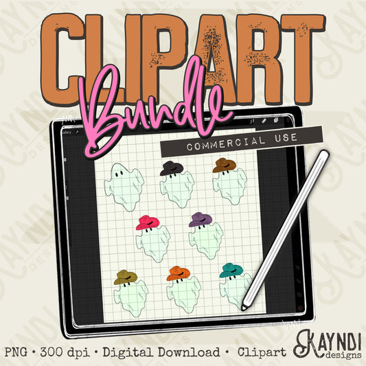 Cowboy Ghosts Clipart Element Bundle PNG Digital Downloads Elements Fillers Commercial Use