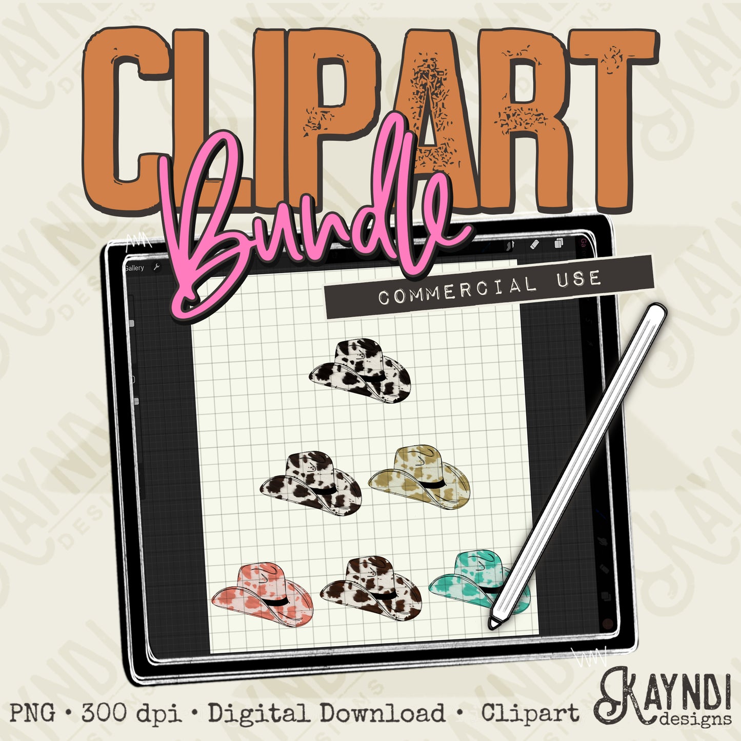 Cowboy Hats Style 2 Clipart Element Bundle PNG Digital Downloads Elements Fillers Commercial Use