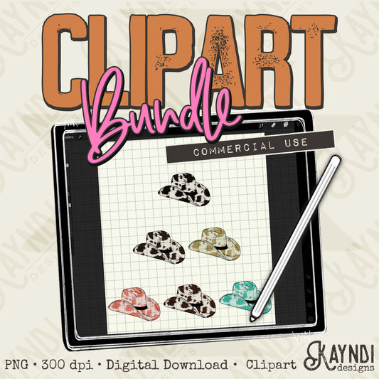 Cowboy Hats Style 2 Clipart Element Bundle PNG Digital Downloads Elements Fillers Commercial Use