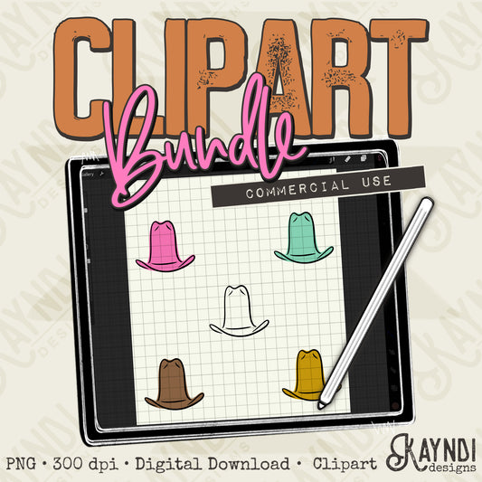 Cowboy Hats Clipart Element Bundle PNG Digital Downloads Elements Fillers Commercial Use