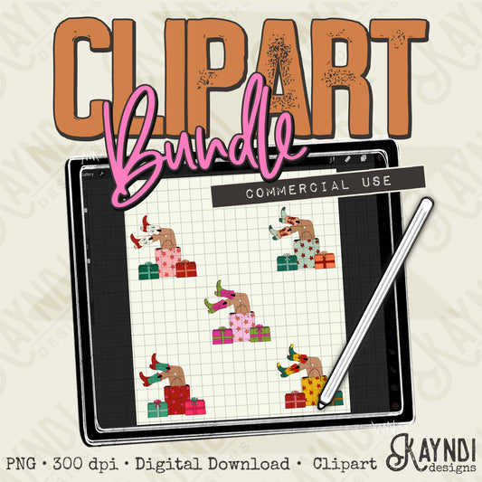 Cowgirl Christmas Clipart Element Bundle PNG Digital Downloads Elements Fillers Commercial Use