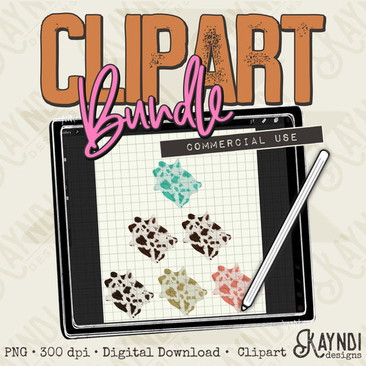 Cowhides Clipart Element Bundle PNG Digital Downloads Elements Fillers Commercial Use