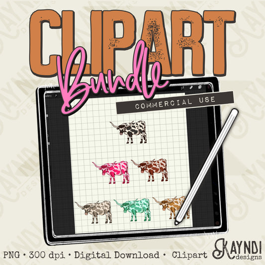 Cows Bundle PNG Digital Downloads Elements Commercial Use Bovine Colorful