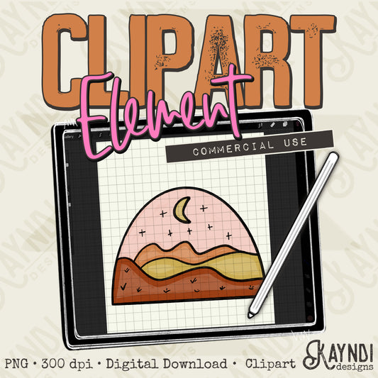 Desert Scene Clipart Element PNG Digital Downloads Elements Fillers Commercial Use