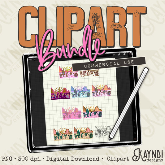 Desert Scenes Clipart Element Bundle PNG Digital Downloads Elements Fillers Commercial Use