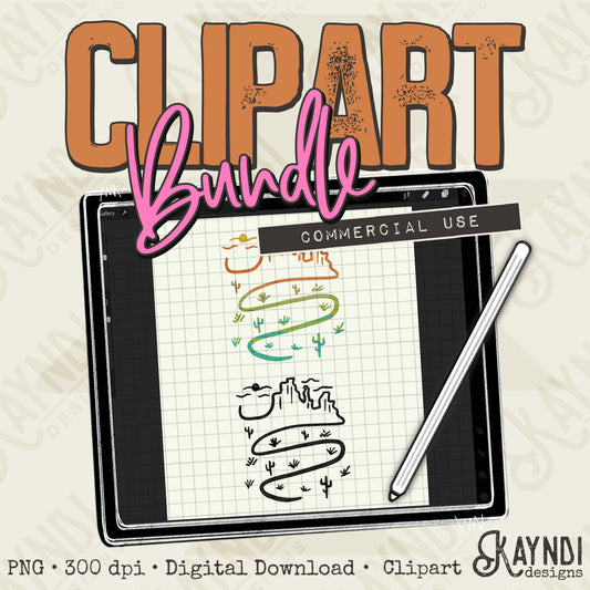 Desert Scene Clipart Element Bundle PNG Digital Downloads Elements Fillers Commercial Use