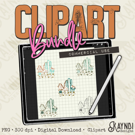 Desert Scene 2 Clipart Element Bundle PNG Digital Downloads Elements Fillers Commercial Use