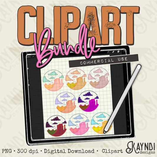 Desert Scene 4 Clipart Element Bundle PNG Digital Downloads Elements Fillers Commercial Use