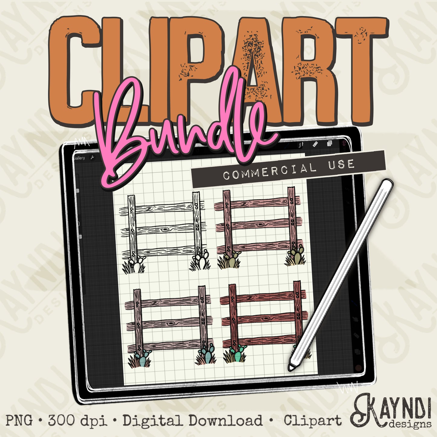 Fence Bundle PNG Digital Downloads Elements Commercial Use Farm Ranch