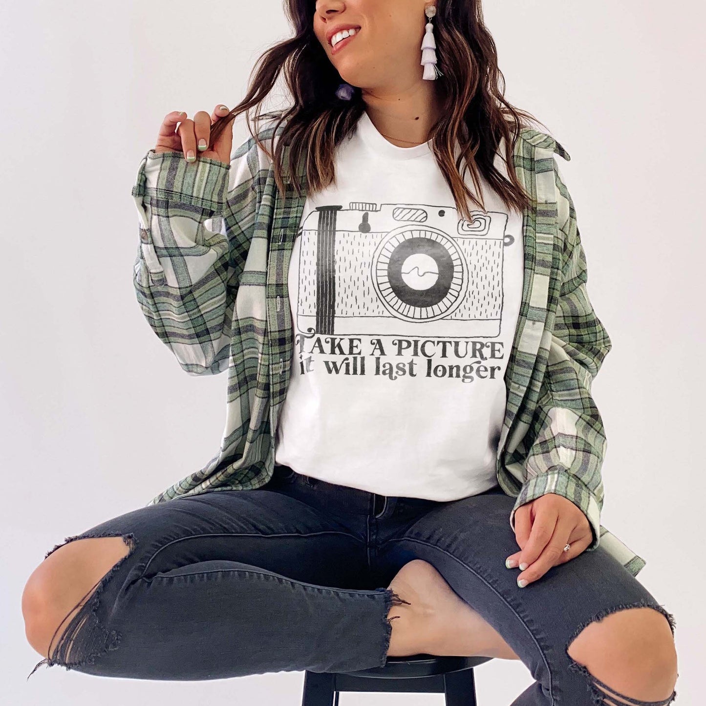 Take a Picture it Will Last Longer Sublimation Design PNG Digital Download Printable Retro Camera Sarcastic Quote Vintage Single Color