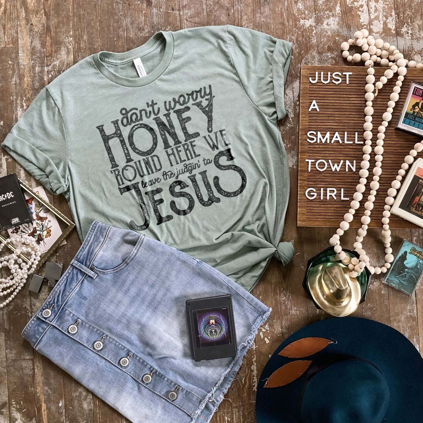 Don't Worry Honey Round Here We Leave the Judgin' to Jesus Sublimation Design PNG Digital Download Printable Christian Country Western Rodeo