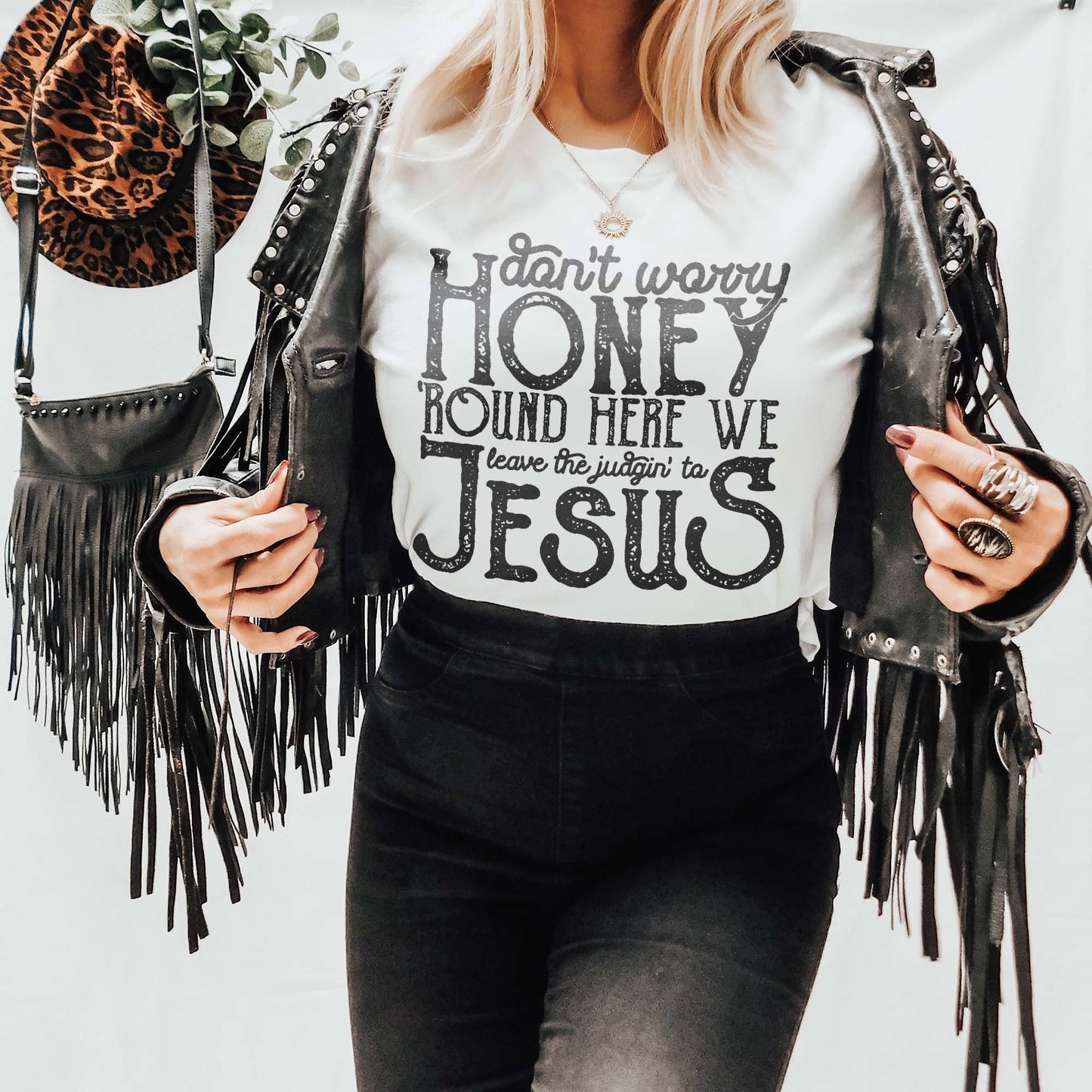 Don't Worry Honey Round Here We Leave the Judgin' to Jesus Sublimation Design PNG Digital Download Printable Christian Country Western Rodeo