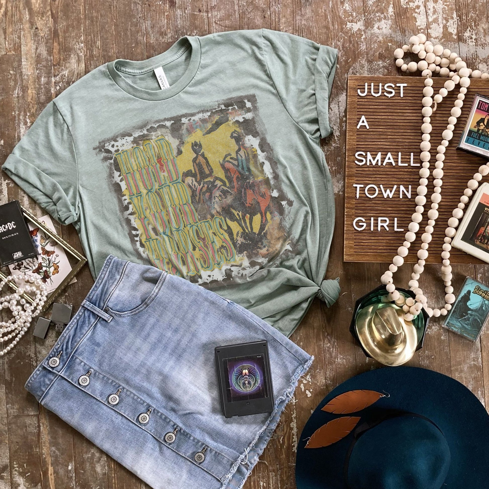 Hold Your Horses Sublimation Design PNG Digital Download Printable Cowboy Western Country Southern Cow Print Cowhide Vintage Retro Rodeo