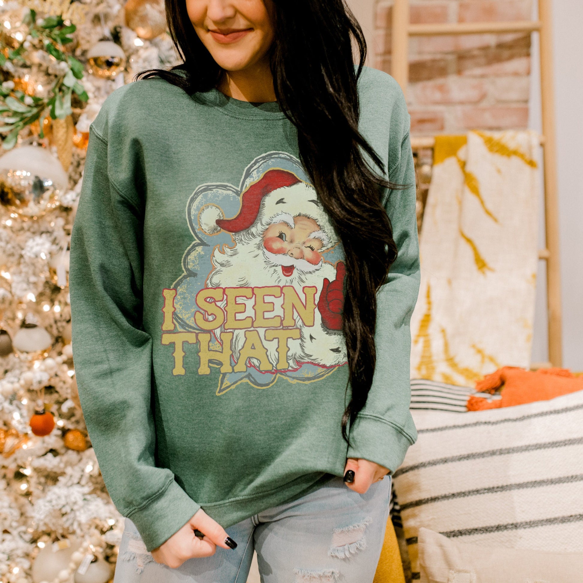 I Seen That Santa Sublimation Design PNG Digital Download Printable Retro Vintage Kids Christmas Spirit Santa Claus Winter Holiday Elf