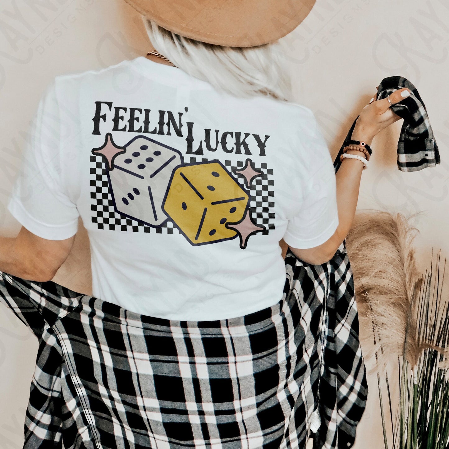 Feelin' Lucky Dice Matching Pocket Included Sublimation Design PNG Digital Download Printable St Patricks Day Luck Gamble Las Vegas Retro