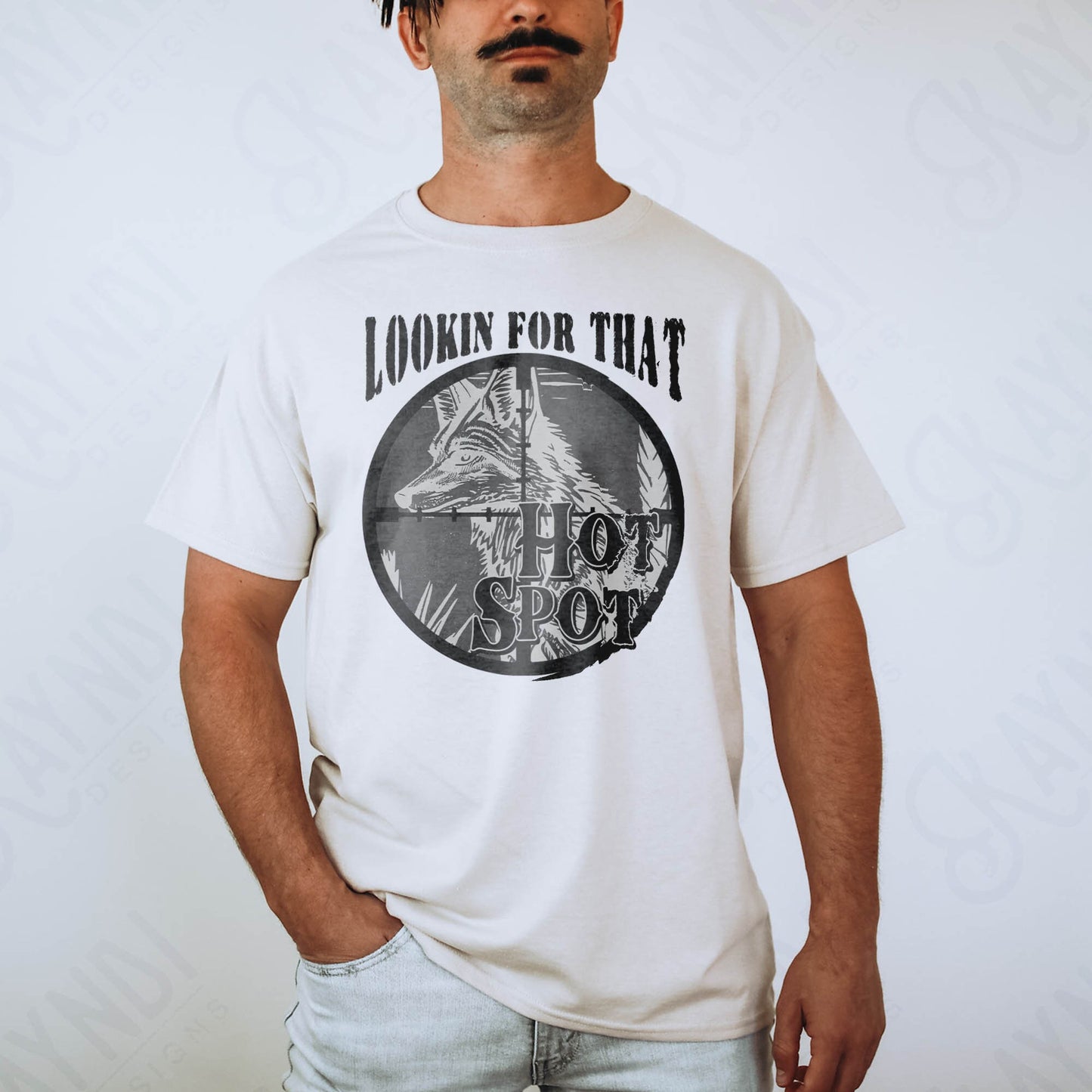 Lookin For That Hot Spot Sublimation Design PNG Digital Download Printable Coyote Hunt Hunter Hunting Night Vision Guys Mens Southern