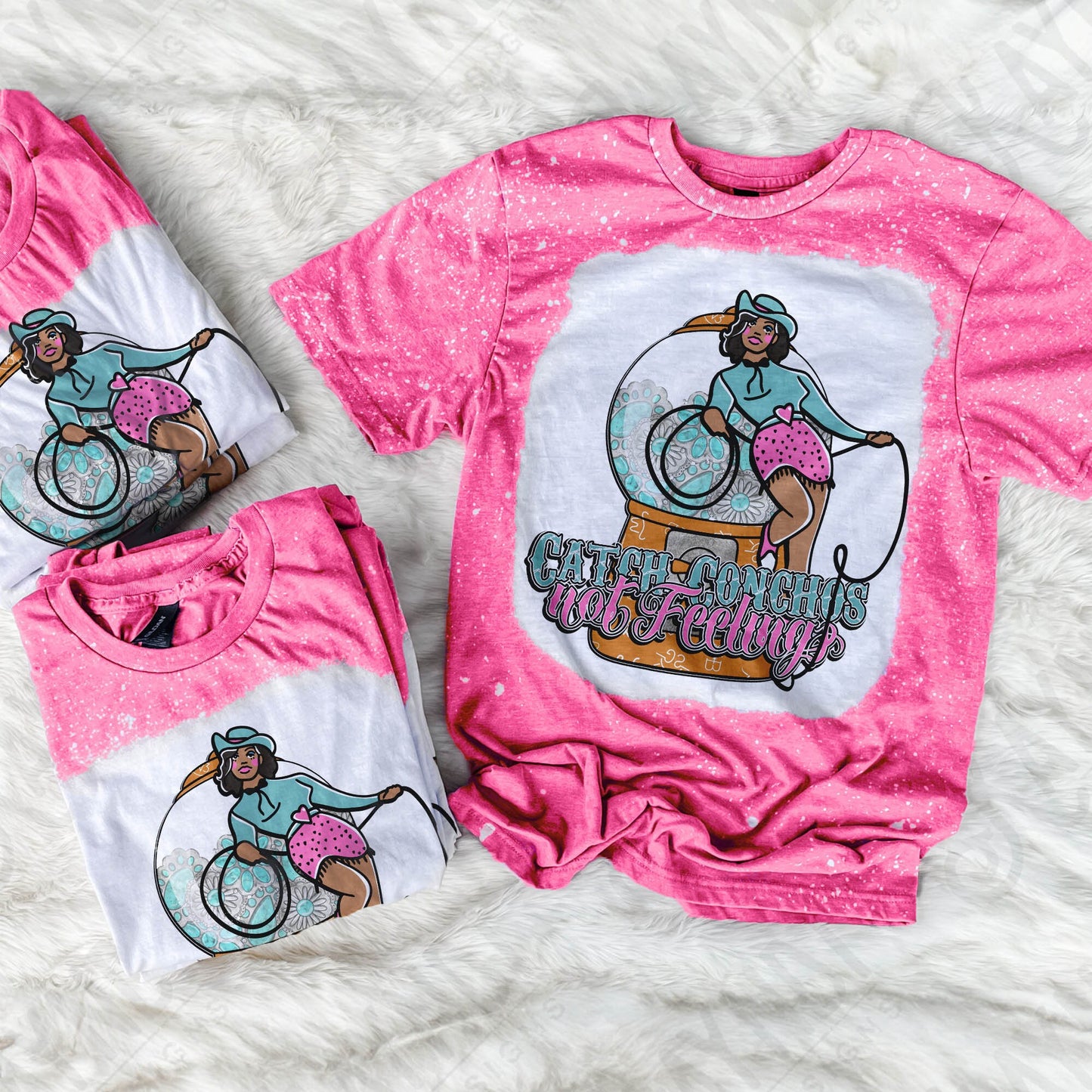 Catch Conchos Not Feelings Sublimation Design PNG Digital Download Printable Anti Valentine Western Cowgirl Turquoise Bubble Gum Machine