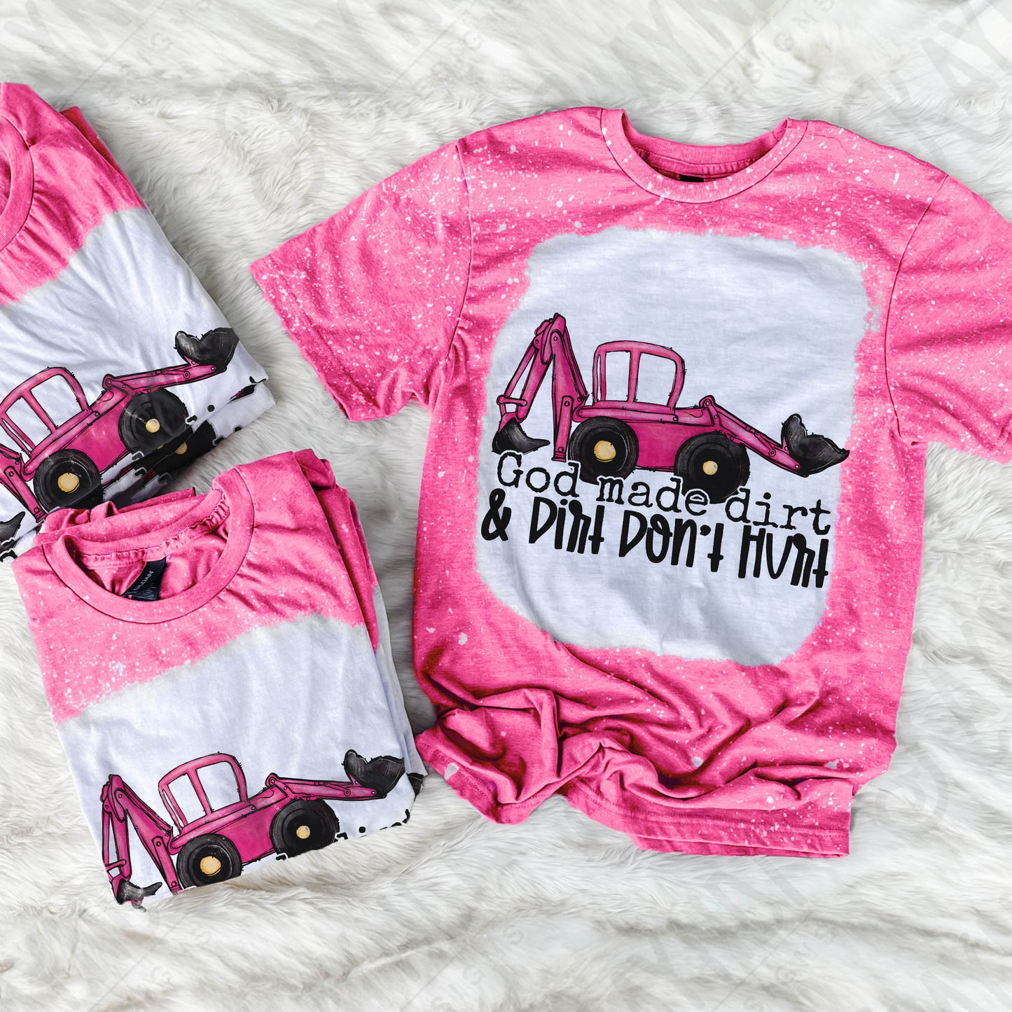 God Made Dirt & Dirt Don't Hurt Sublimation Design PNG Digital Download Printable Kids Design Toy Pink Tractor Girls Children's Baby Girly