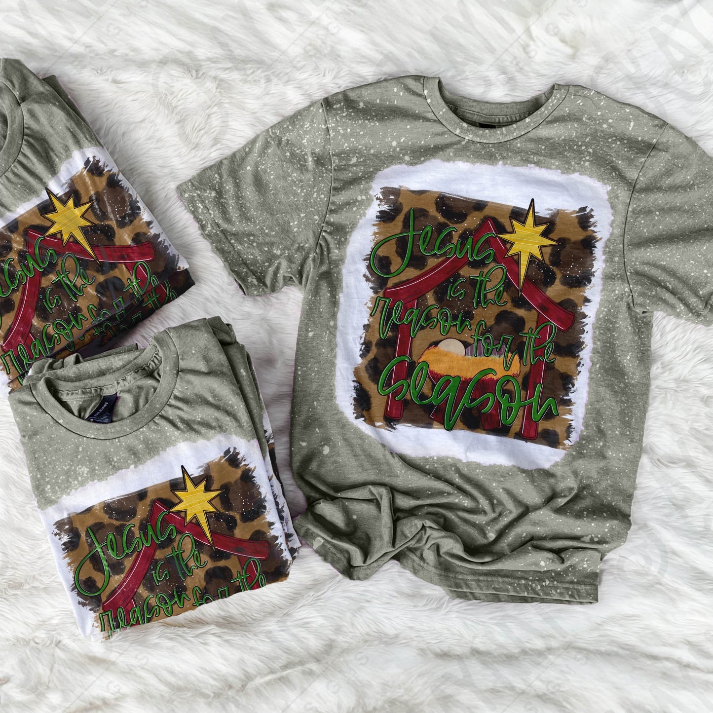 Jesus is the Reason for the Season Red Sublimation Design PNG Digital Download Printable Christian Christmas Nativity Baby Jesus Leopard