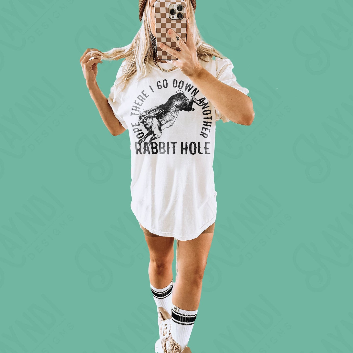 Ope There I Go Down Another Rabbit Hole Sublimation Design PNG Digital Download Printable Conspiracy Theory Theorist Funny Humor