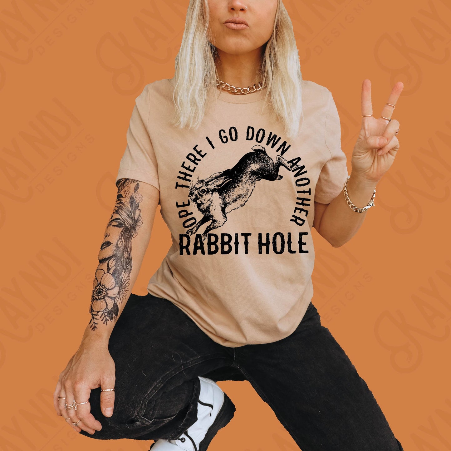 Ope There I Go Down Another Rabbit Hole Sublimation Design PNG Digital Download Printable Conspiracy Theory Theorist Funny Humor