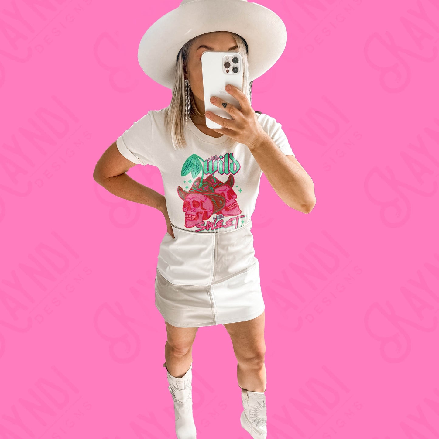 A Little Wild A Little Sweet Cherries Sublimation Design PNG Digital Download Printable Cowboy Hat Cherry Western Cowgirl Y'allternative