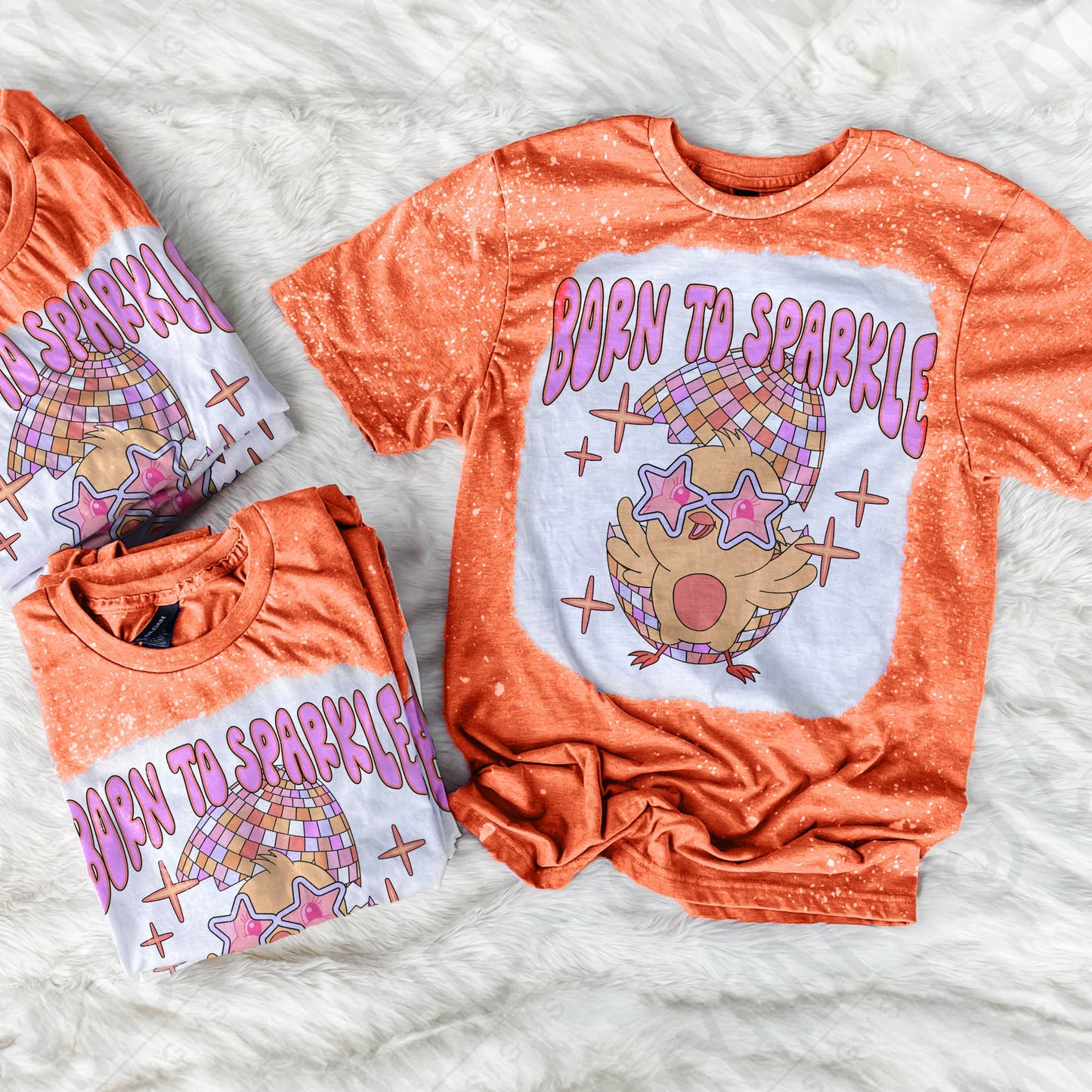 Born To Sparkle Sublimation Design PNG Digital Download Printable Disco Easter Egg Chick Chicken Stars Groovy Retro Girls Kids Cute Pink